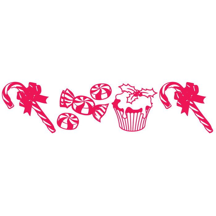 Close-up of ink stamp PLUS Red Deco Roller Candy Holiday design