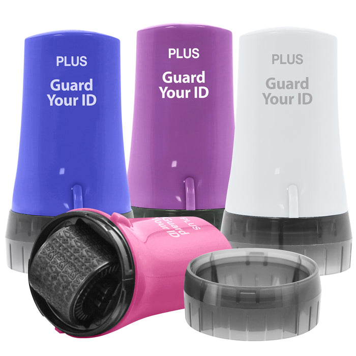 Guard Your ID Advanced Roller 4-Pack – Assorted Colors (Sky Blue, Blue, Pink, Purple) – Privacy Protection Stamp Kit