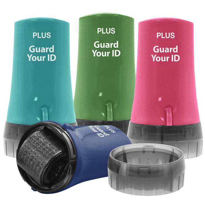 Guard Your ID Advanced Roller 4-Pack – Assorted Colors (Cherry, Teal, Olive Green, Navy) – Ink Rollers for Document Security