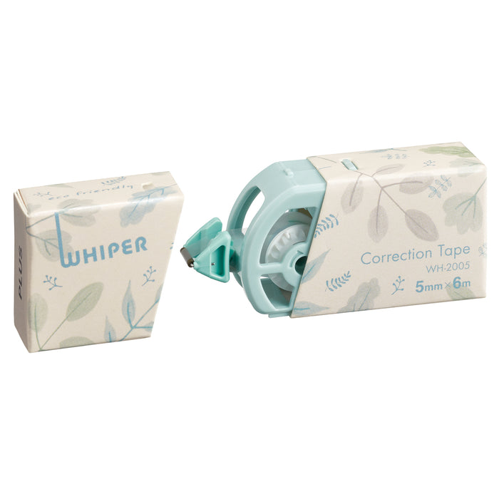 PLUS Eco-Friendly Correction Tape Green Floral paper case