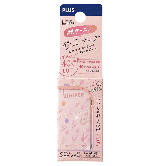 PLUS Eco-Friendly Correction Tape Pink floral paper case
