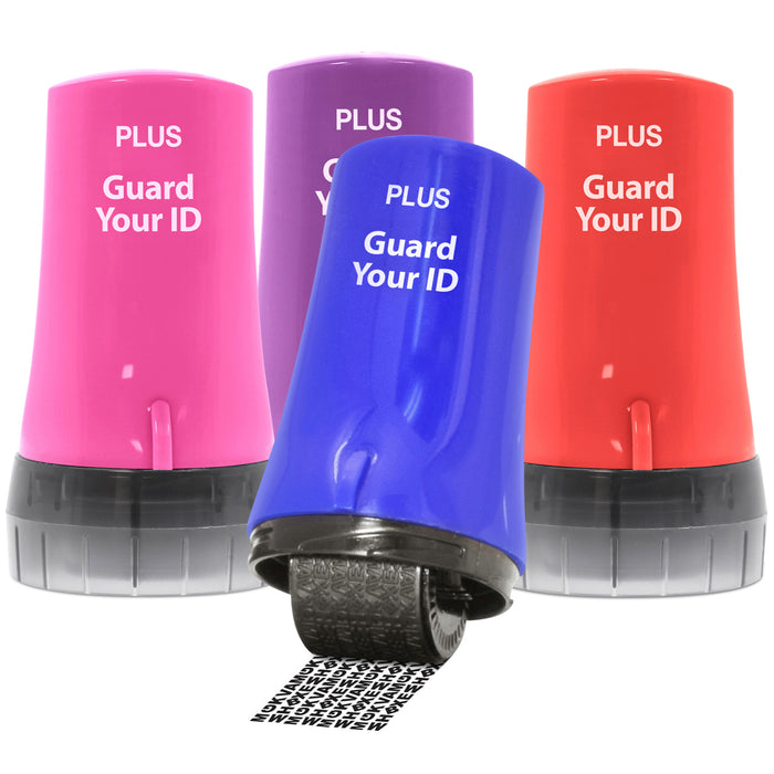 Guard Your ID Advanced Roller 4-Pack – Assorted Colors (Blue, Pink, Purple, Red) – Privacy Roller Stamp Kit