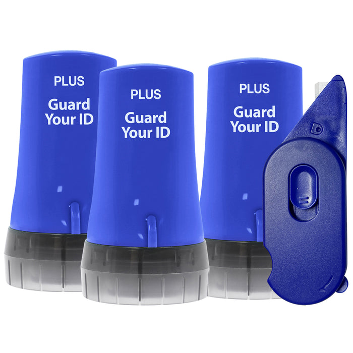 3 pack blue Guard Your ID Advanced privacy rollers with ceramic box opener