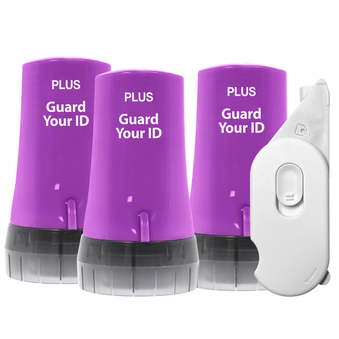 3 pack purple Guard Your ID Advanced privacy rollers with ceramic box opener