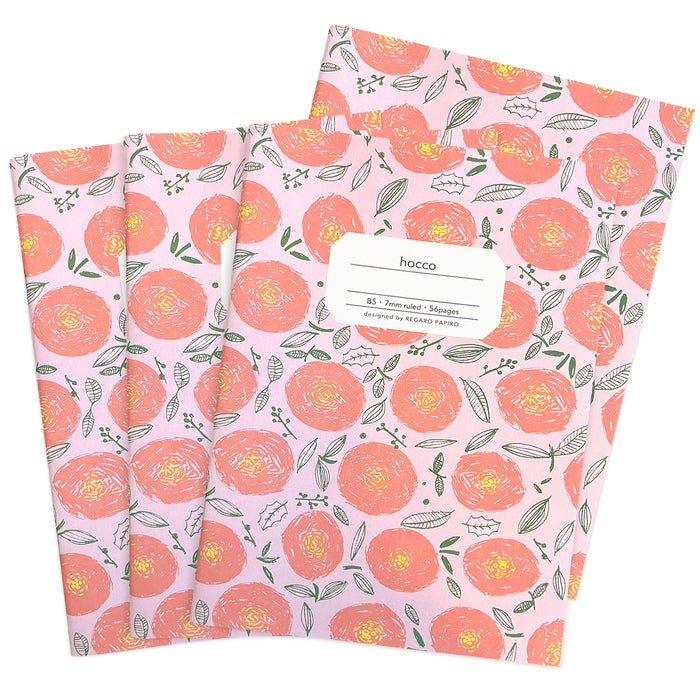 Four Hocco B5 Notebooks with a floral print
