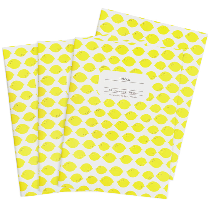 Four Hocco B5 Notebooks with a lemon print