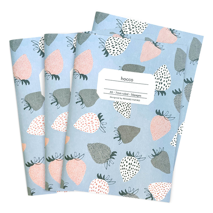Four Hocco A5 Notebooks with strawberry print
