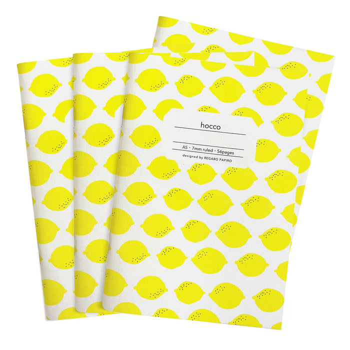 Four Hocco A5 Notebooks with lemon print