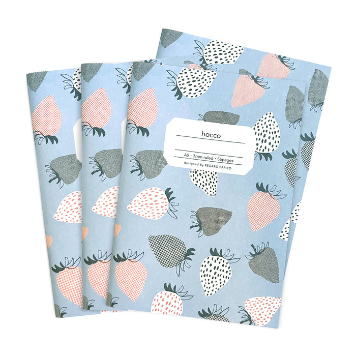 Set of four Hocco A6 Notebooks with strawberry print