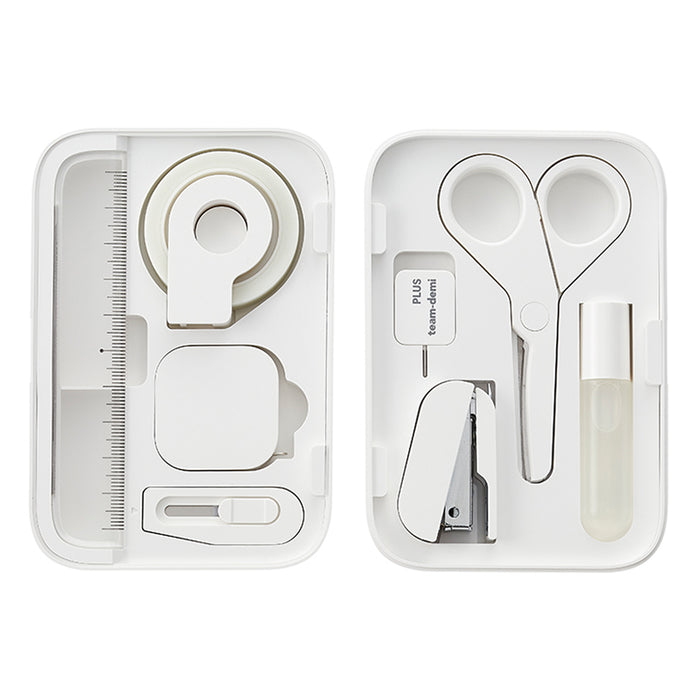 PLUS Portable Desk Gift Set 8-piece magnetic case White contents displayed