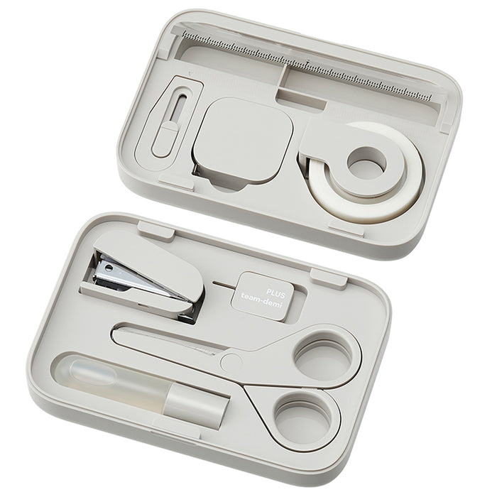 PLUS Portable Desk Gift Set 8-piece magnetic case White contents displayed