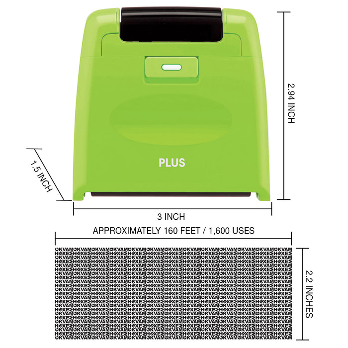 green Guard Your ID Extra Wide Roller with Extra Refill, designed for covering text on documents with a unique pattern.