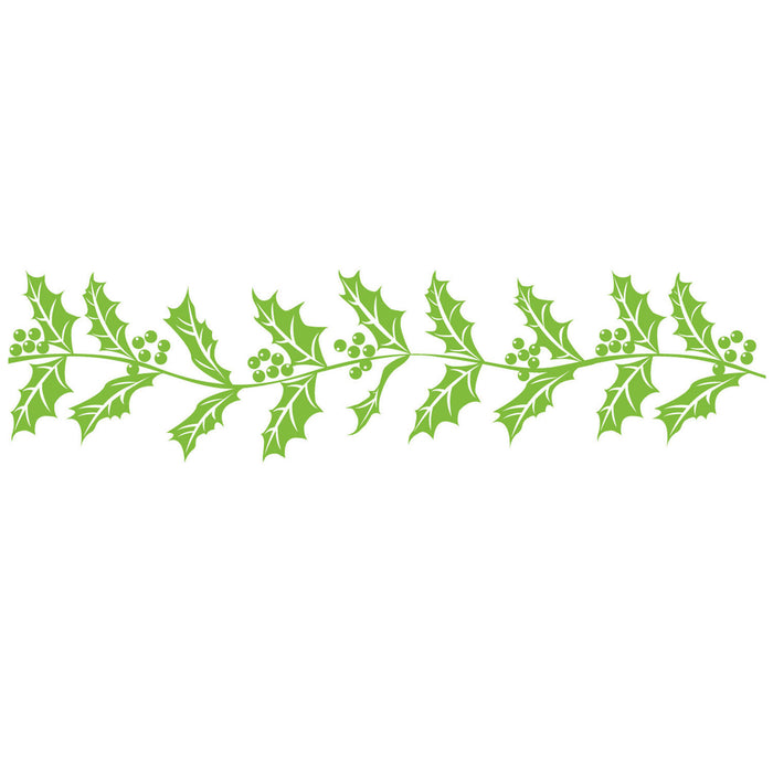 Close-up of ink stamp PLUS Green Deco Roller Holly design