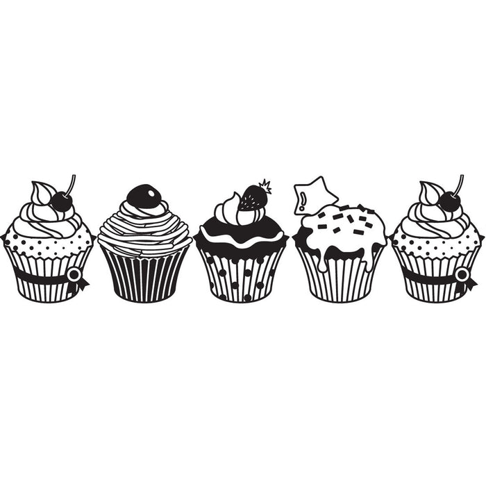 Close-up of ink stamp PLUS Black Deco Roller Cupcake design