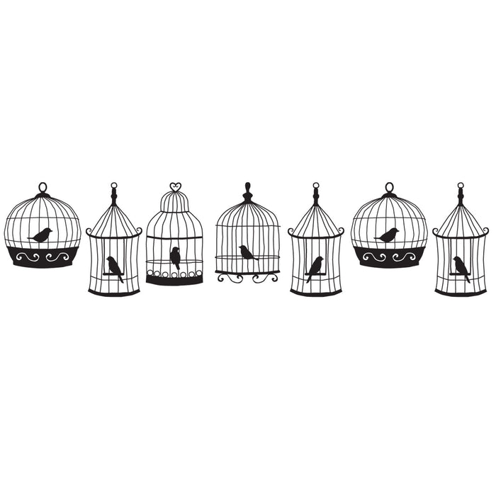 Close-up of ink stamp PLUS Black Deco Roller Birdcage design