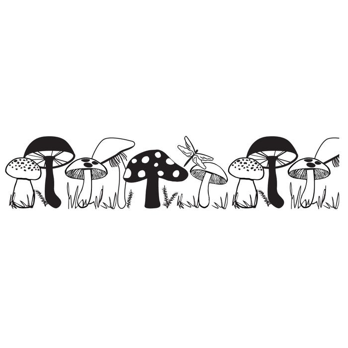 Close-up of ink stamp PLUS Black Deco Roller Mushroom design
