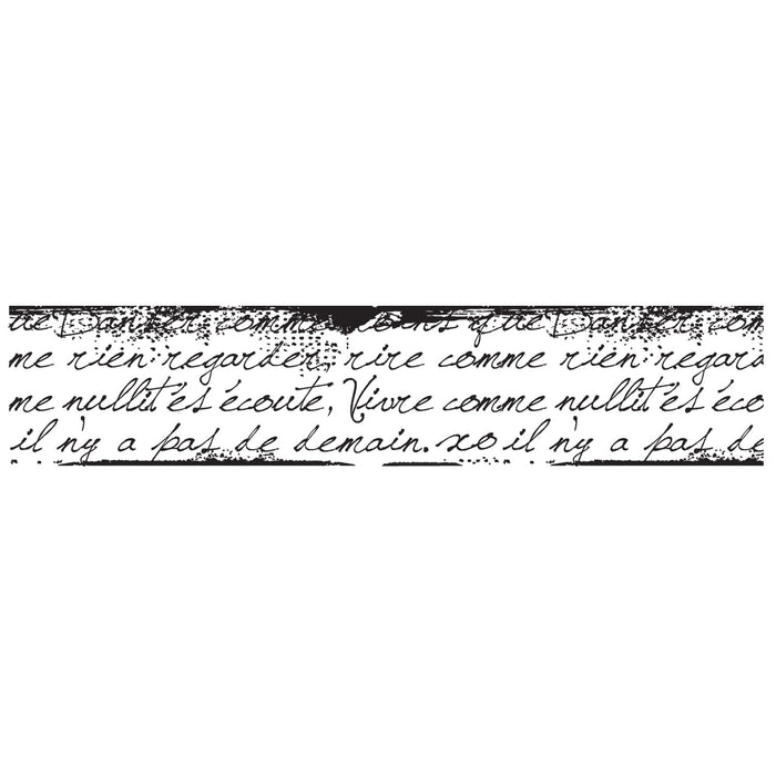 Close-up of ink stamp PLUS Black Deco Roller Writing design