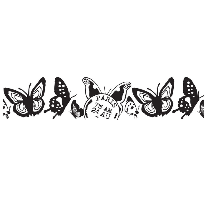 Close-up of ink stamp PLUS Black Deco Roller Butterfly design