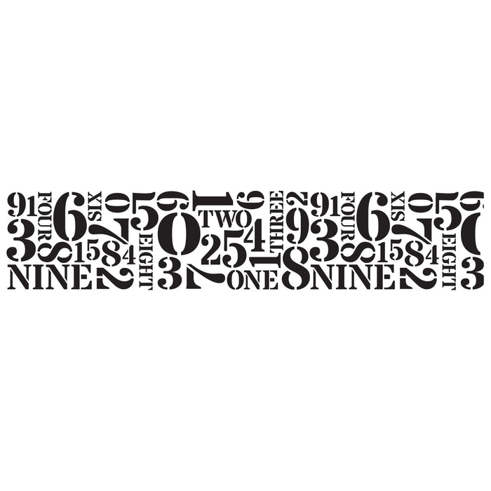 Close-up of ink stamp PLUS Black Deco Roller Numbers design