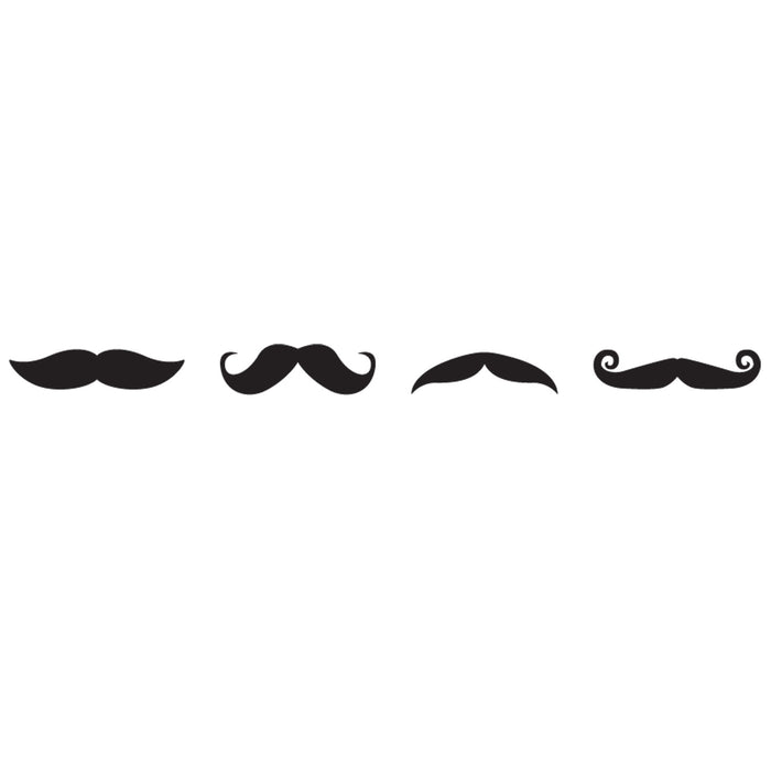 Close-up of mustache patterned tape applied with Deco Tape applicator