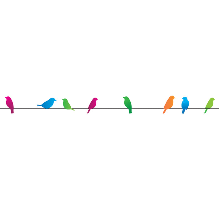 Close-up of bird patterned tape applied with Deco Tape applicator