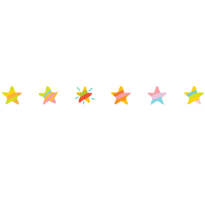 Close-up of star patterned tape applied with Deco Tape applicator