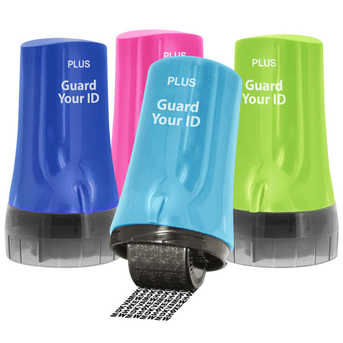 Guard Your ID Advanced Roller 4-Pack – Assorted Colors (Green, Blue, Pink, Turquoise) – Identity Protection Stamp Kit