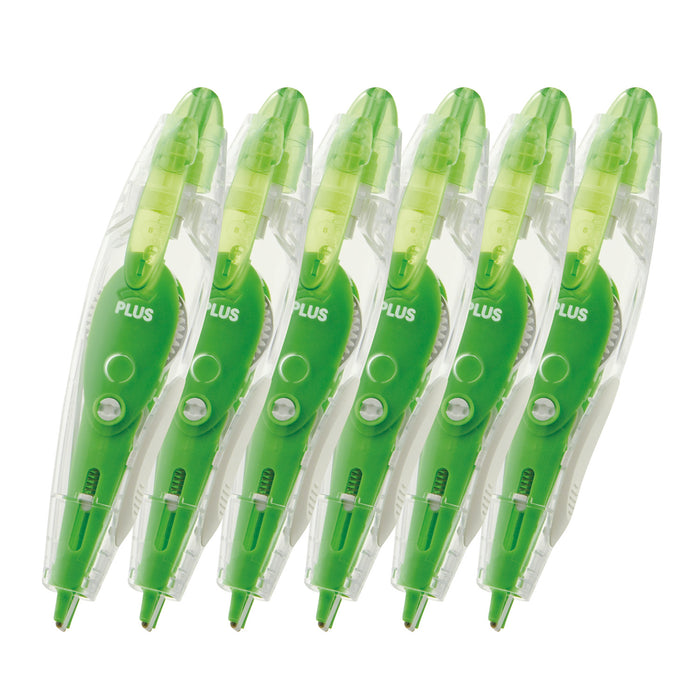 Six PLUS PS Correction Tape pen-style applicators green