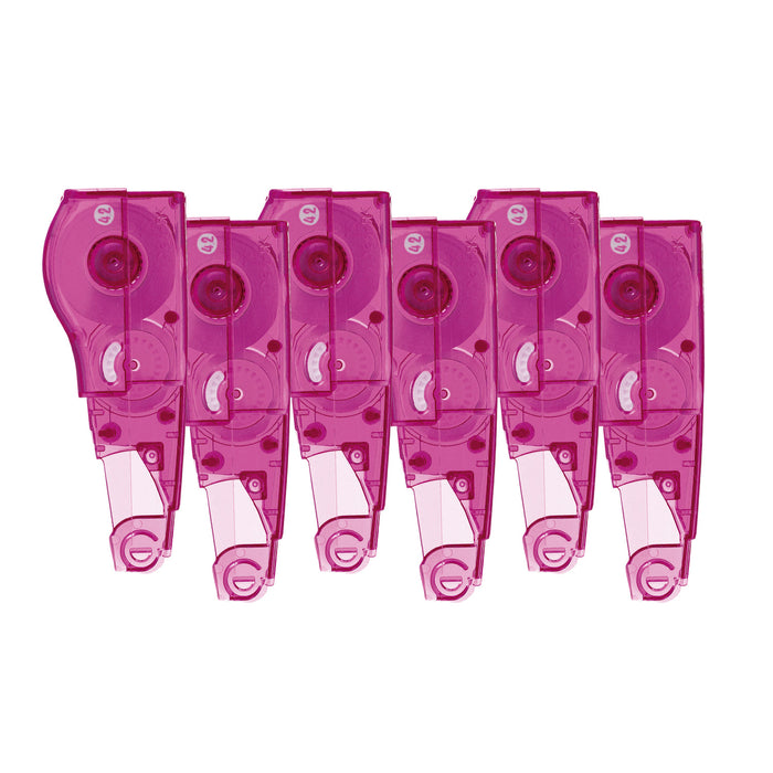Six PLUS MR Correction Tape refill cartridges pink