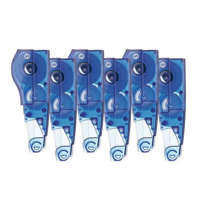 Six PLUS MR Correction Tape refill cartridges blue