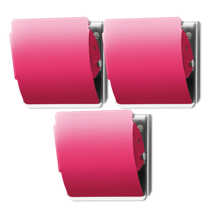 Three PLUS Large Extra Strong Magnet rubber-coated red clips