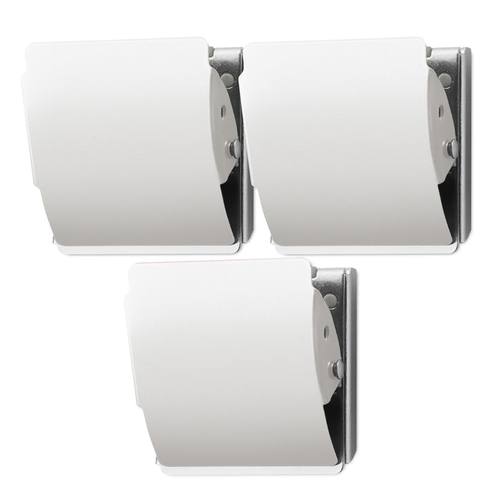 Three PLUS Large Extra Strong Magnet rubber-coated white clips