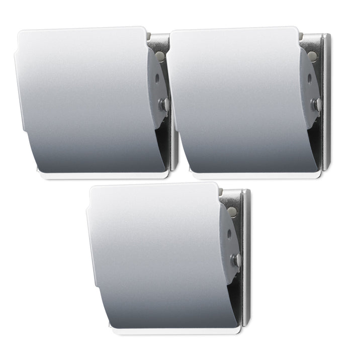 Three PLUS Large Extra Strong Magnet rubber-coated white clips
