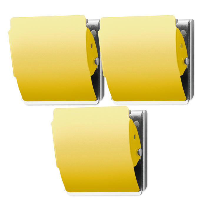 Three PLUS Large Extra Strong Magnet rubber-coated yellow clips