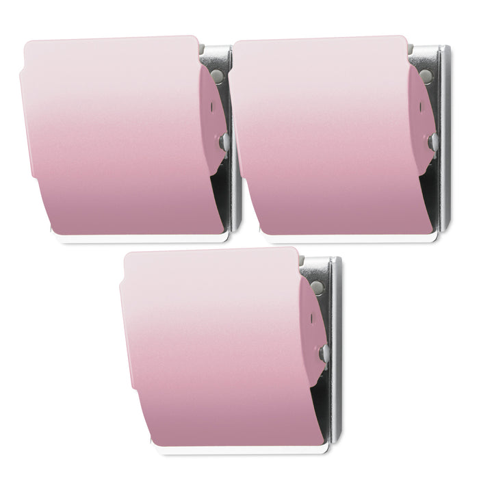 Three PLUS Large Extra Strong Magnet rubber-coated pink clips