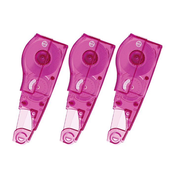 PLUS MR Correction Tape applicators pink in a 3-pack set