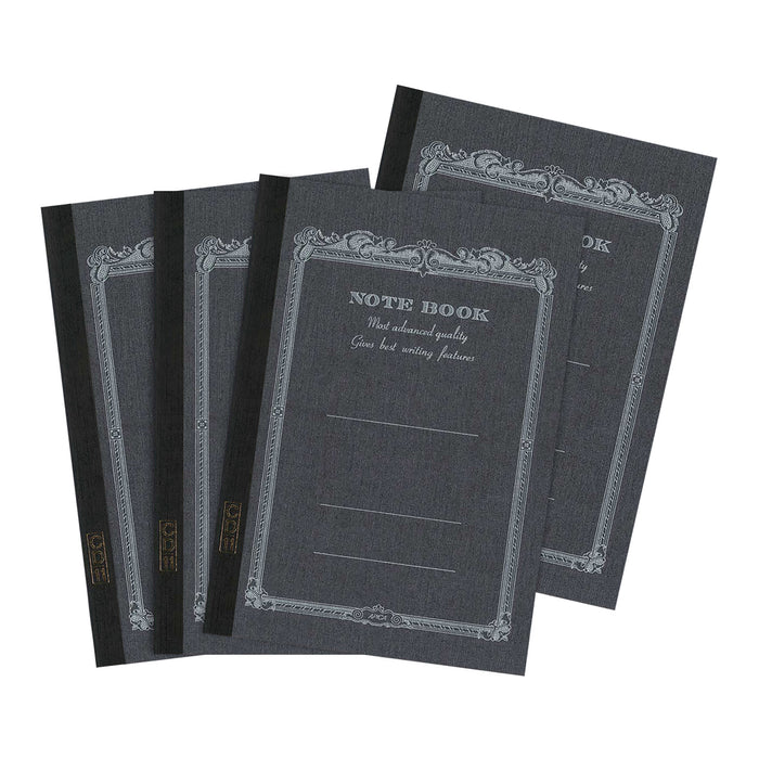 Four Apica A6 Mini Notebooks with vintage-inspired covers black