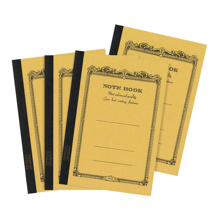 Four Apica A6 Mini Notebooks with vintage-inspired covers yellow