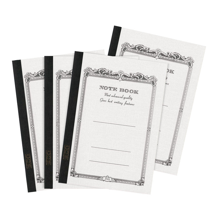 Four Apica A6 Mini Notebooks with vintage-inspired covers white