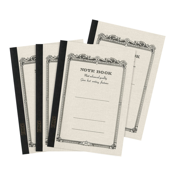 Four Apica A6 Mini Notebooks with vintage-inspired covers tan