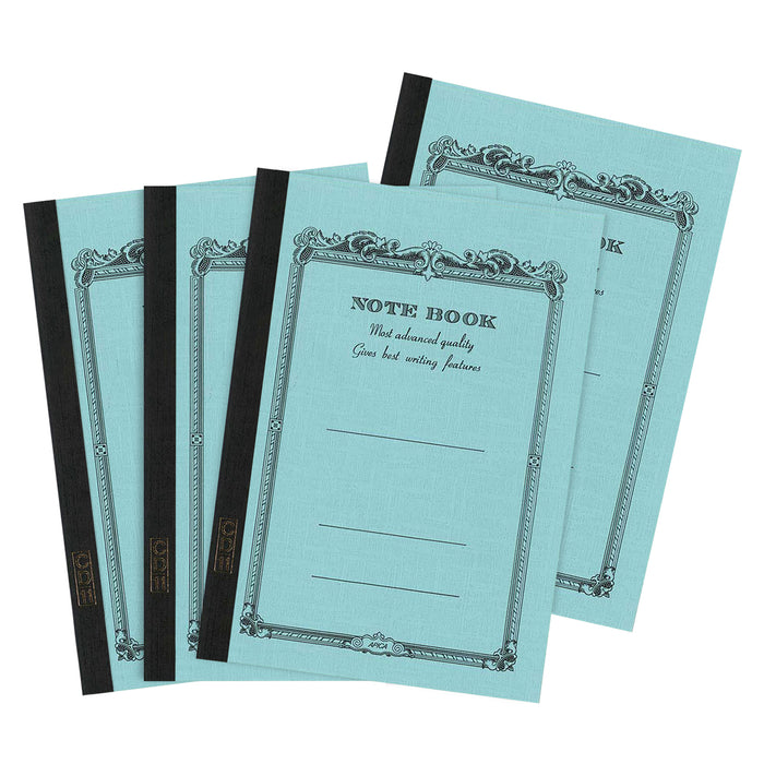 Four Apica A5 Notebooks with colorful vintage-inspired blue