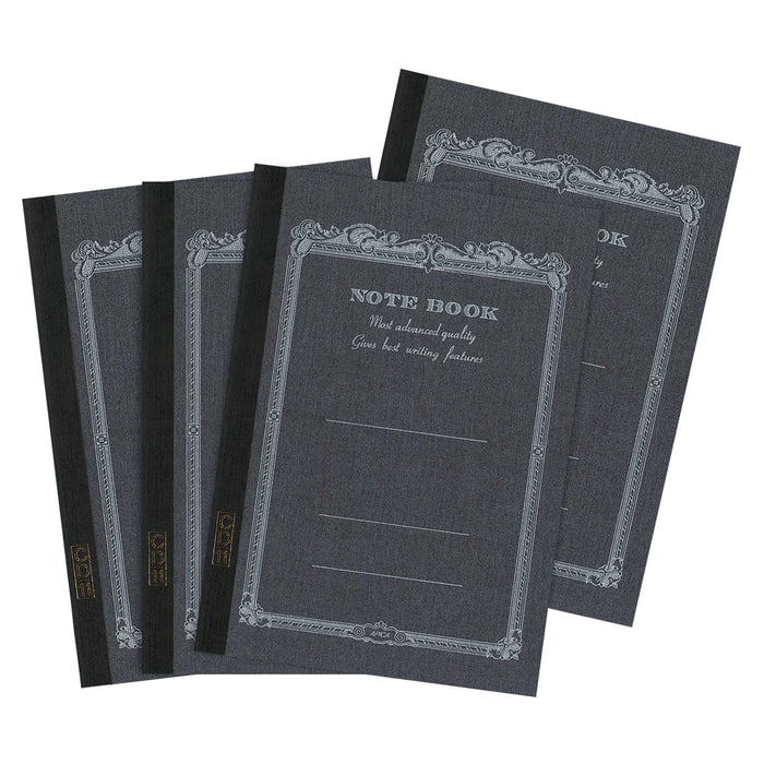 Four Apica A5 Notebooks with colorful vintage-inspired covers black