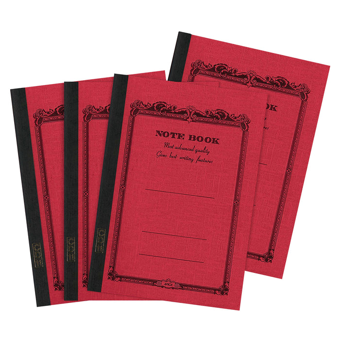 Four Apica A5 Notebooks with colorful vintage-inspired red
