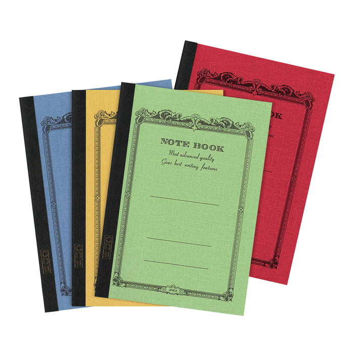 Four Apica A6 Mini Notebooks with vintage-inspired covers assorted colors