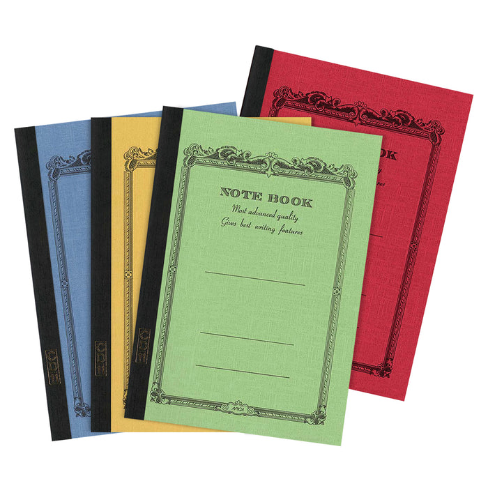 Four Apica A5 Notebooks with colorful vintage-inspired covers assorted colors
