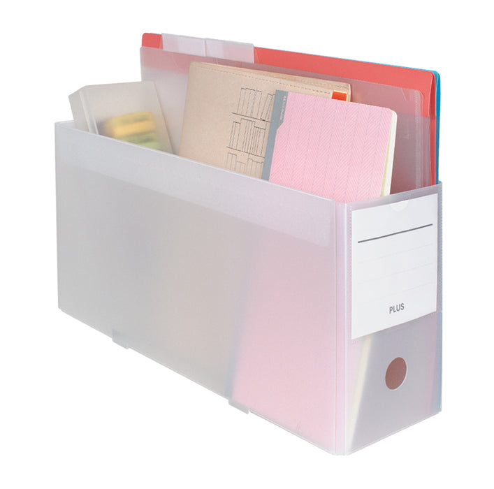 PLUS Folding Box File - Half Height upright storing desk supplies