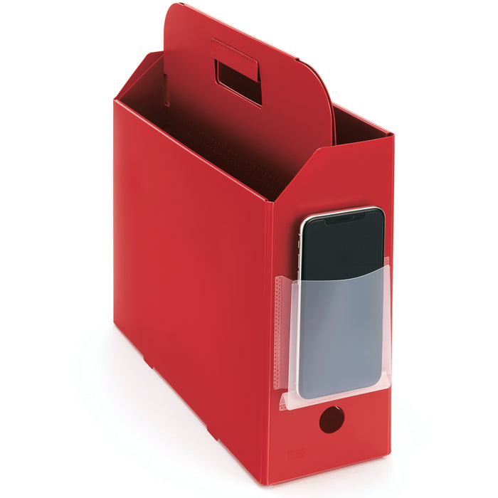 Front pocket holding a mobile phone in PLUS Storage Carry Box