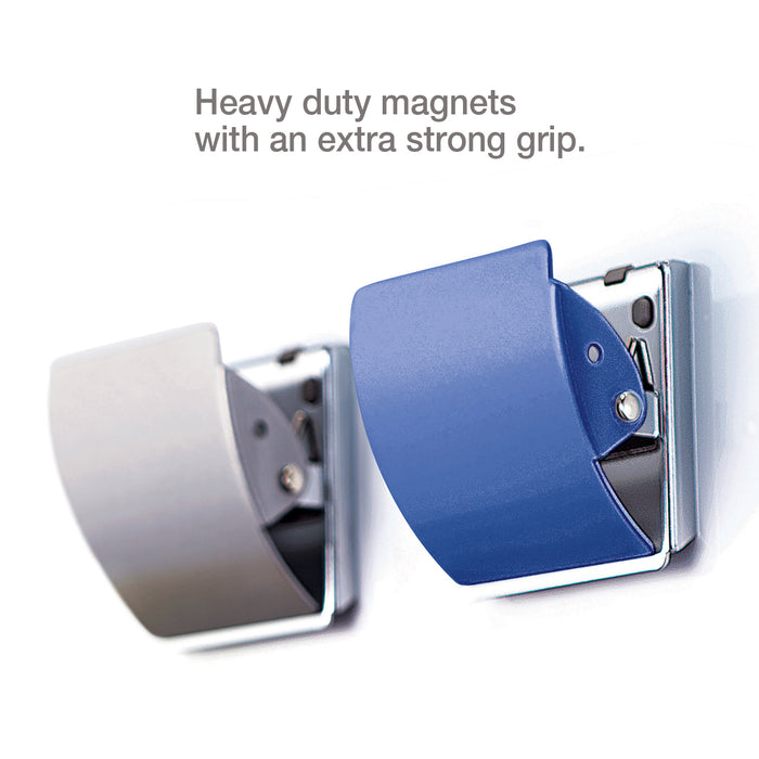 PLUS large extra strong rubber-coated magnet on whiteboard holding papers