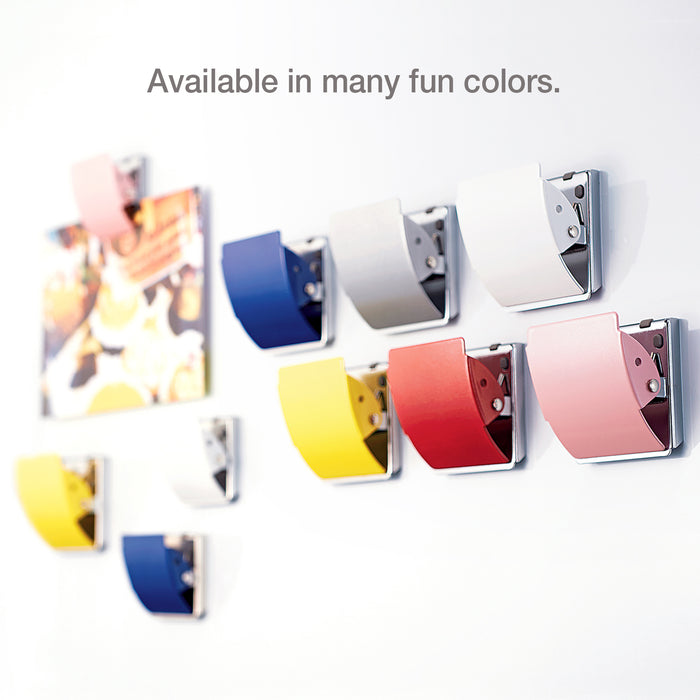 PLUS large extra strong rubber-coated magnet on whiteboard holding papers