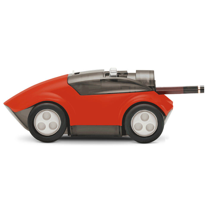 Red Car-shaped pencil sharpener FS-660 with pencil inserted